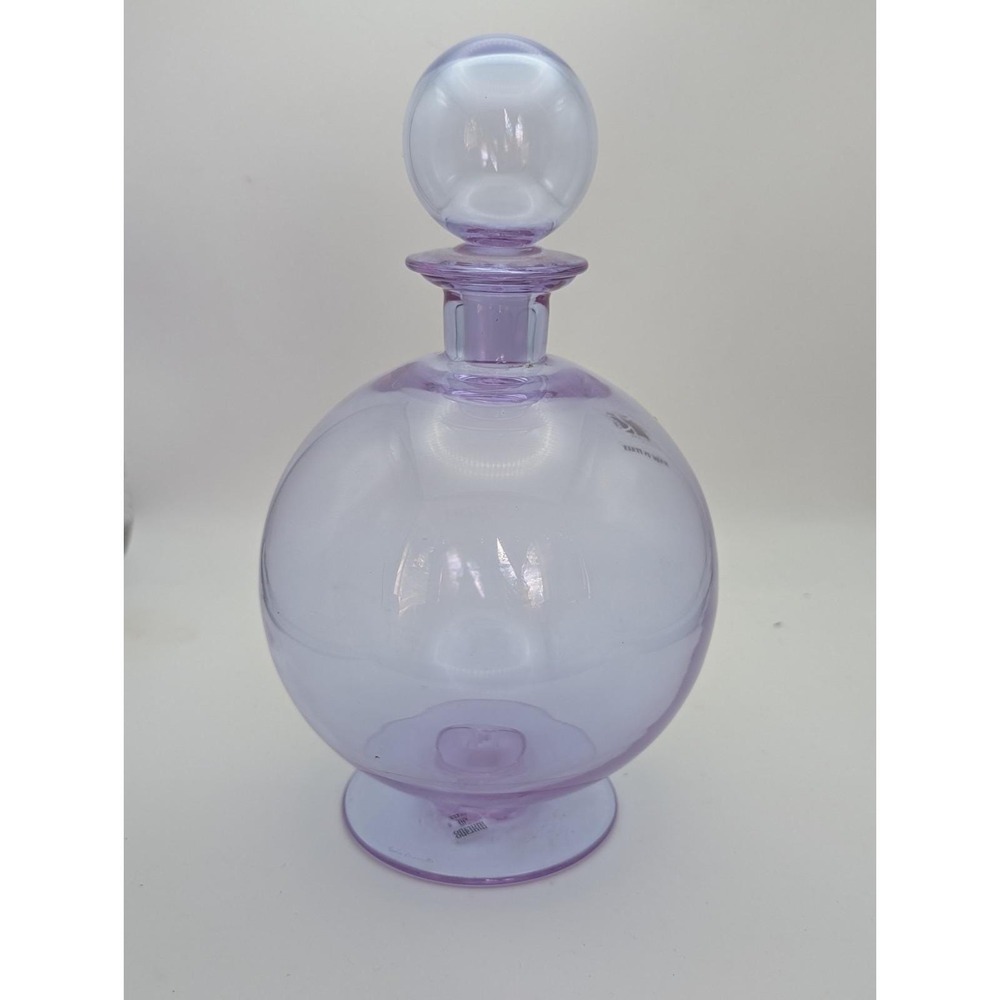 Carlo Moretti Murano Glass Decanter Purple Orb Stopper Made in Italy Vintage - Picture 13 of 16